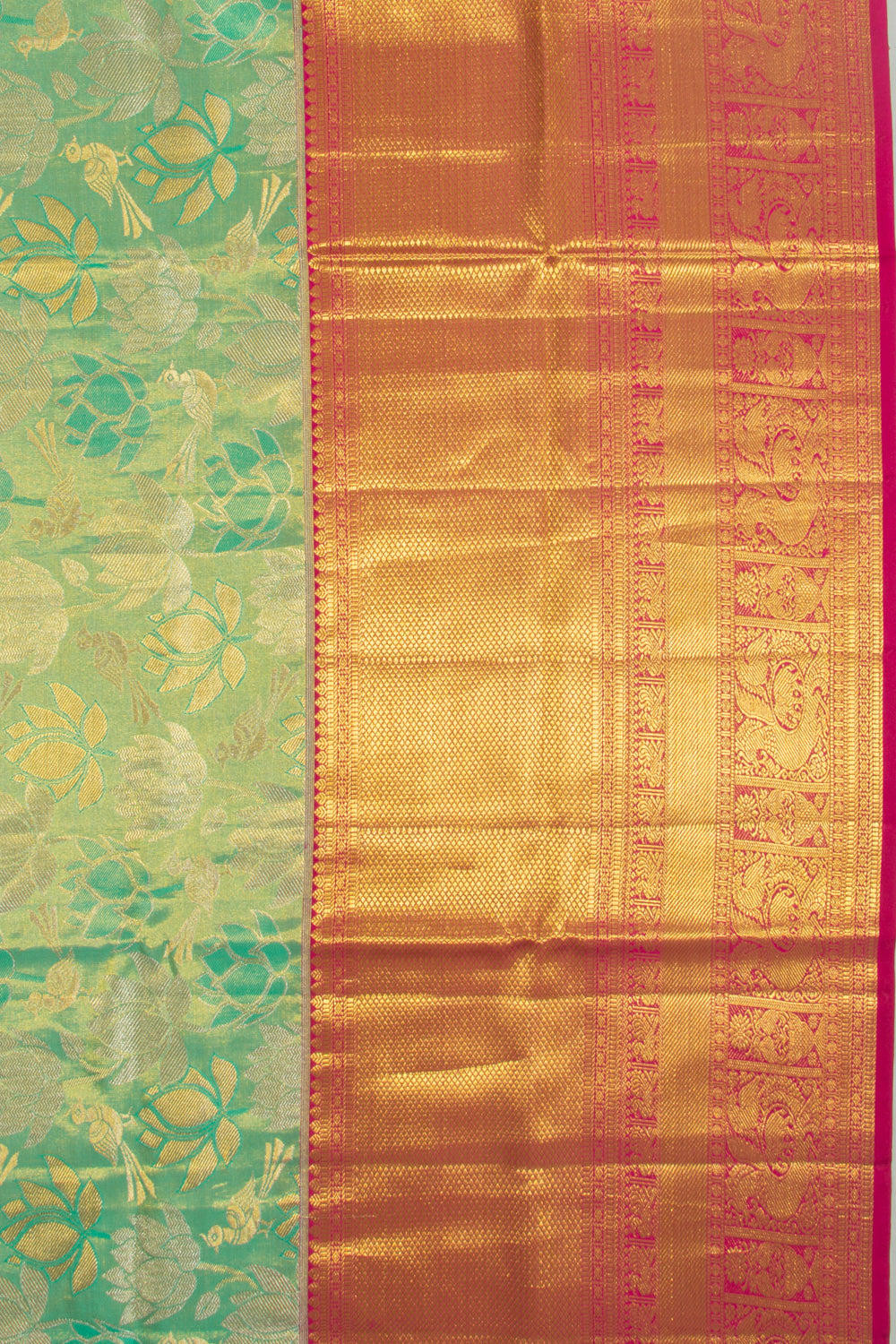 Taranga Kanchi Silk Tissue Brocade Green Saree