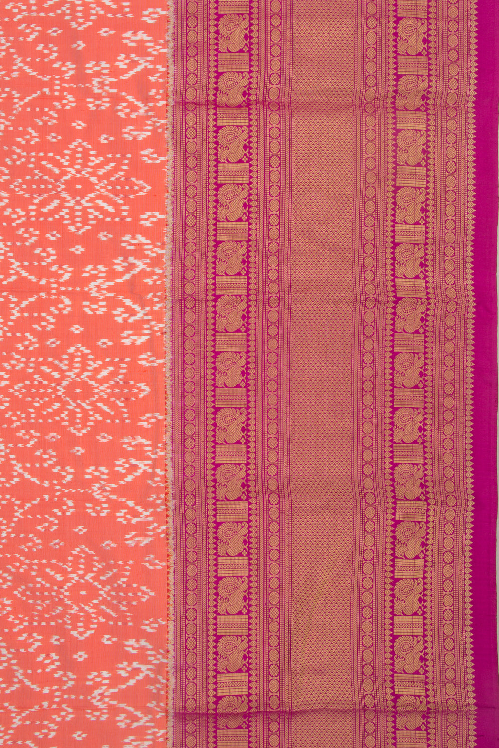 Kanchipuram Silk Ikat Pastel Orange Saree