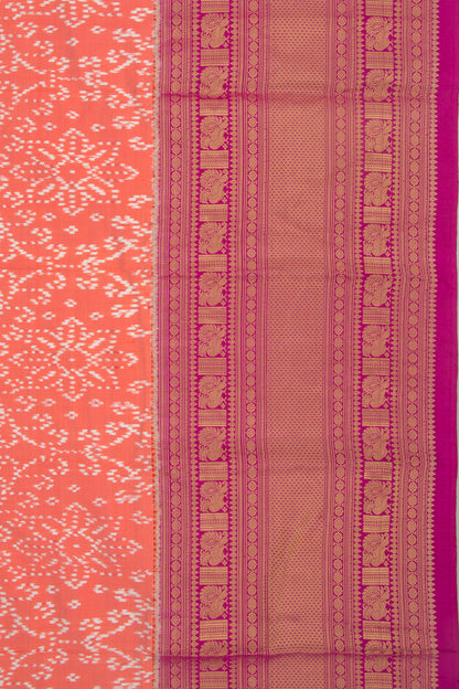 Kanchipuram Silk Ikat Pastel Orange Saree