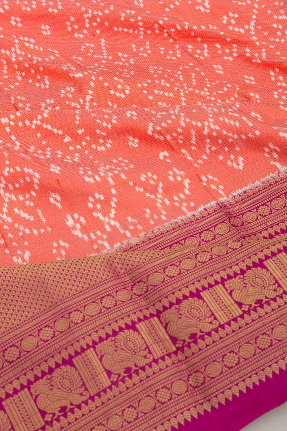 Kanchipuram Silk Ikat Pastel Orange Saree
