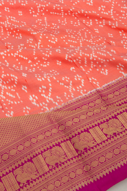 Kanchipuram Silk Ikat Pastel Orange Saree