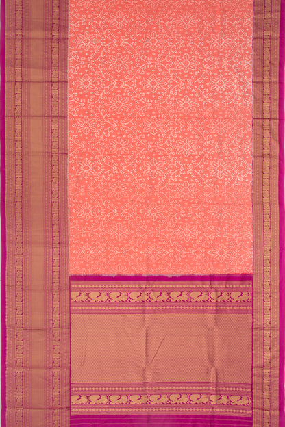 Kanchipuram Silk Ikat Pastel Orange Saree