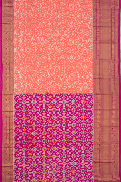 Kanchipuram Silk Ikat Pastel Orange Saree