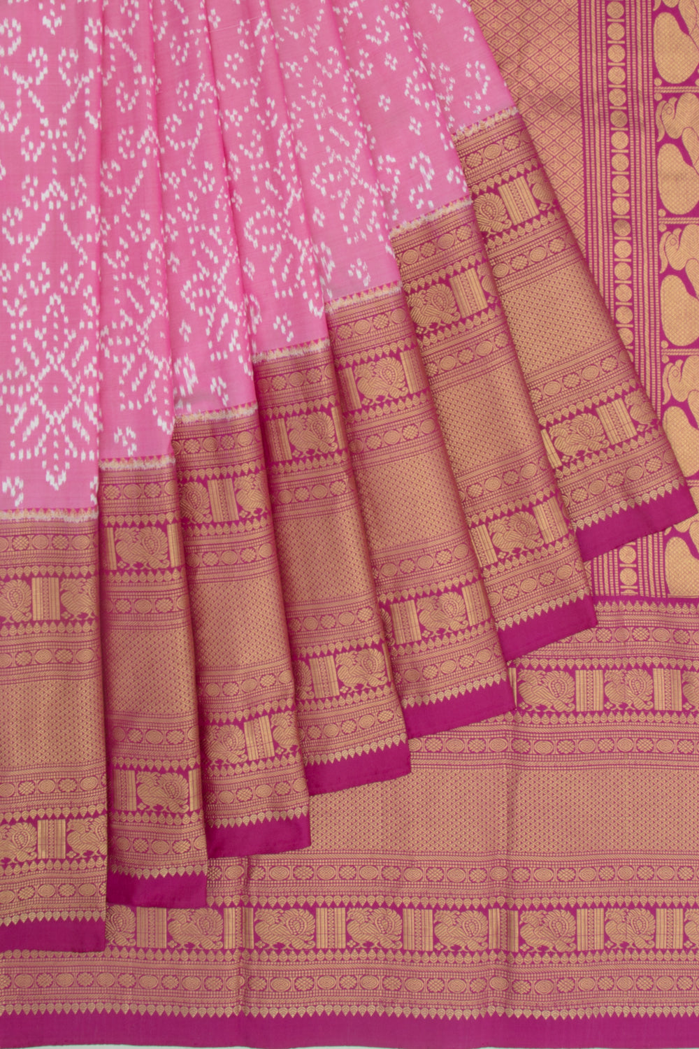 Kanchipuram Silk Ikat Baby Pink Saree