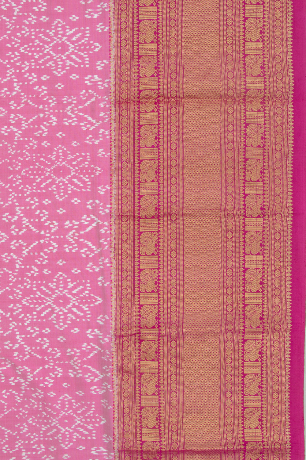Kanchipuram Silk Ikat Baby Pink Saree