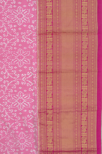 Kanchipuram Silk Ikat Baby Pink Saree