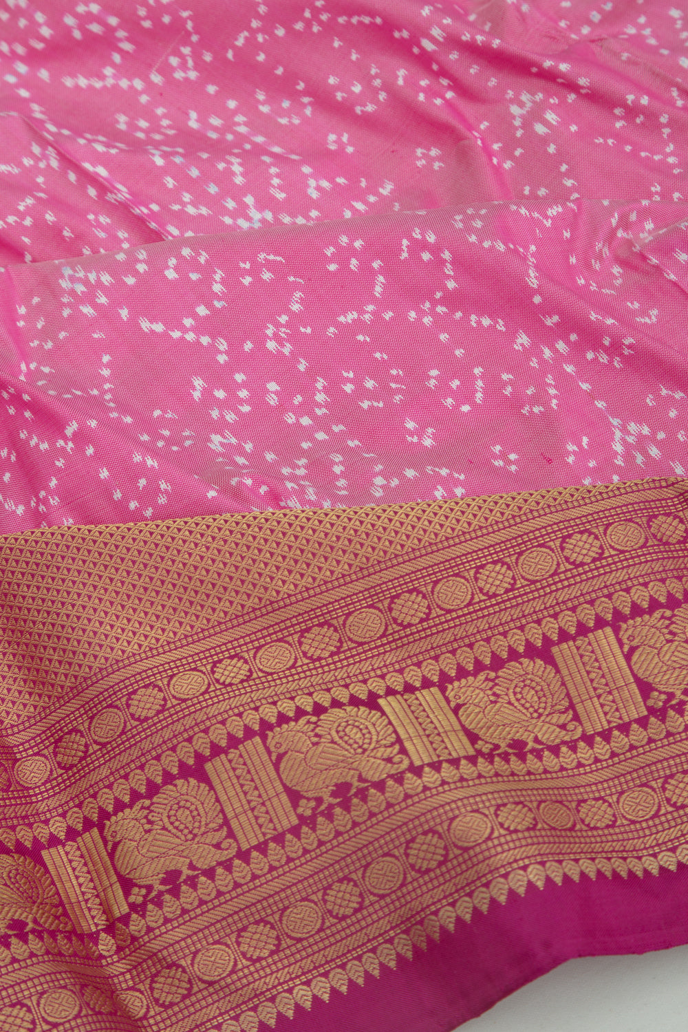 Kanchipuram Silk Ikat Baby Pink Saree