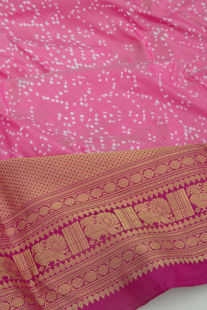 Kanchipuram Silk Ikat Baby Pink Saree