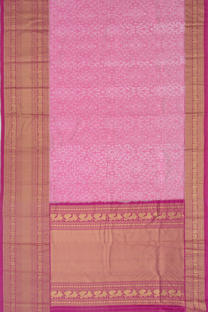 Kanchipuram Silk Ikat Baby Pink Saree