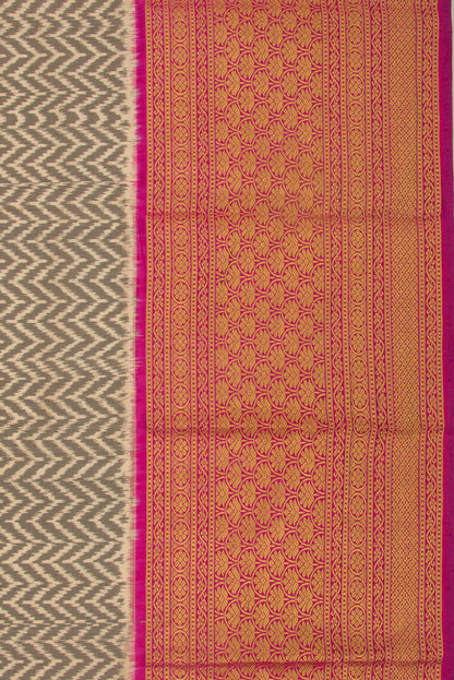 Kanchipuram Silk Ikat Black And White Saree