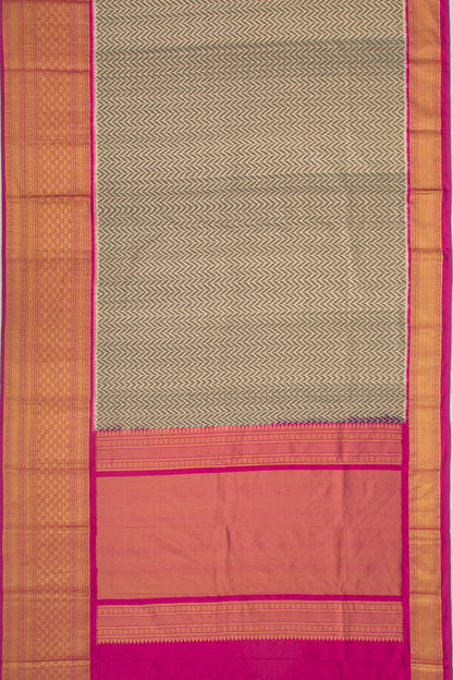 Kanchipuram Silk Ikat Black And White Saree