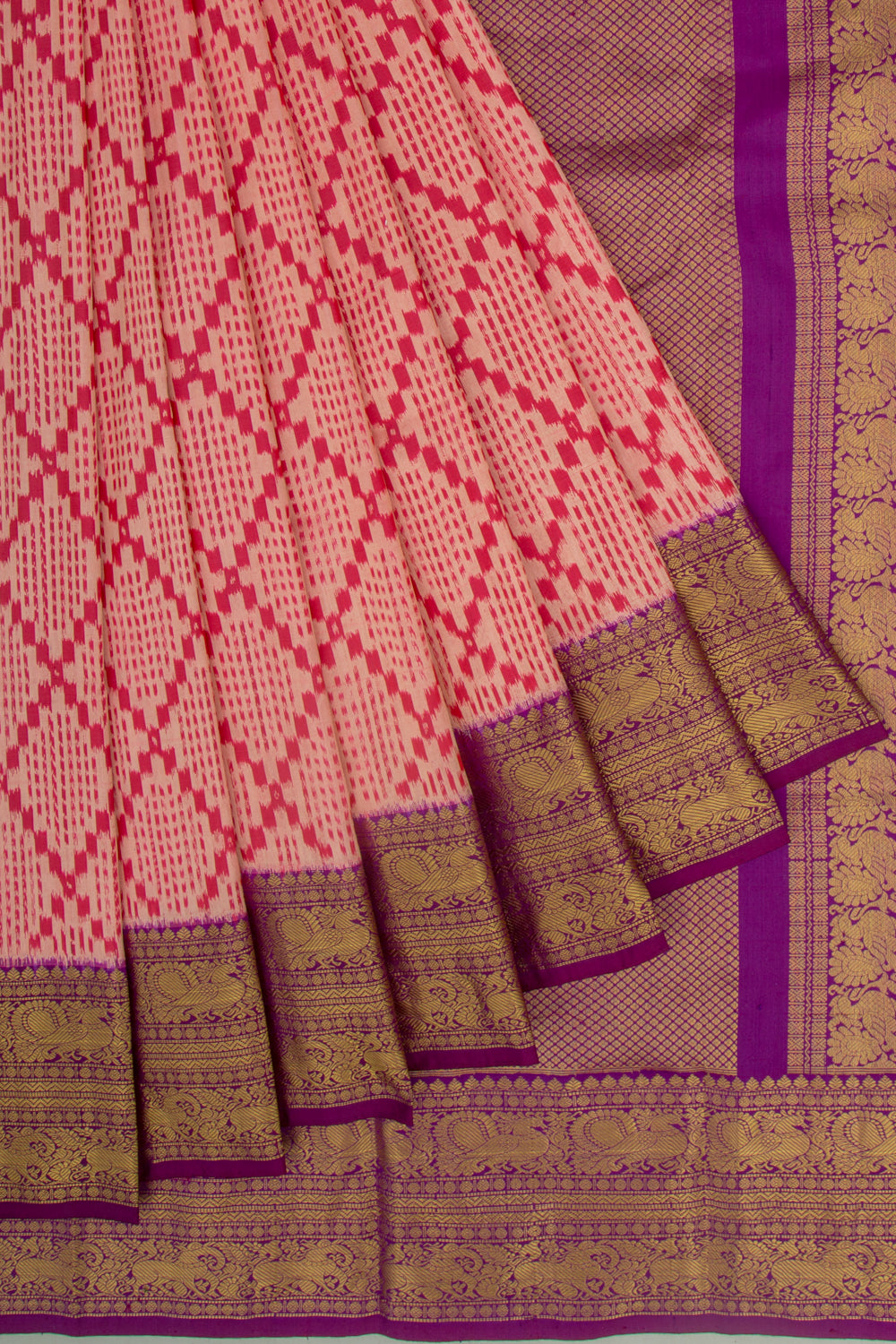 Kanchipuram Silk Ikat Pink Saree