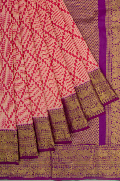 Kanchipuram Silk Ikat Pink Saree