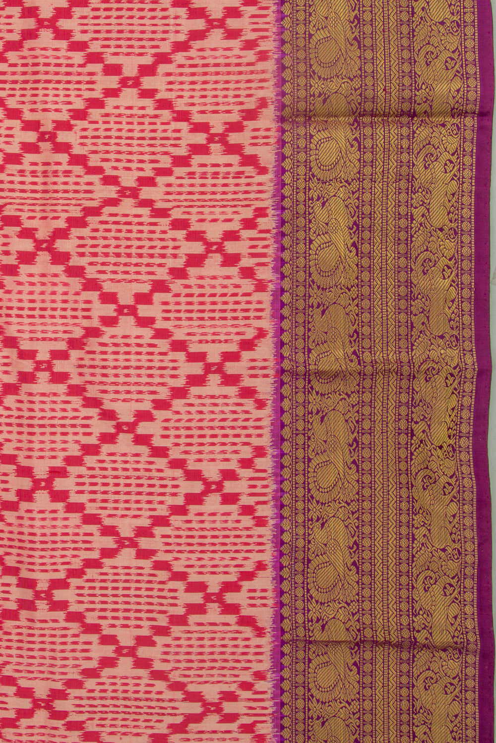 Kanchipuram Silk Ikat Pink Saree