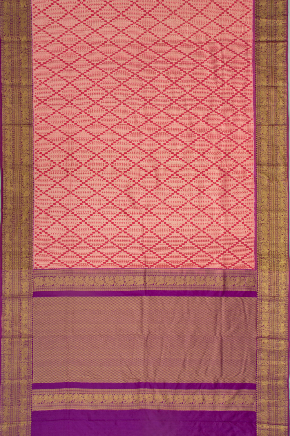 Kanchipuram Silk Ikat Pink Saree