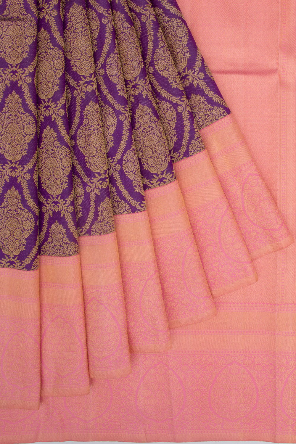 Kanchipuram Silk Jaal Purple Saree