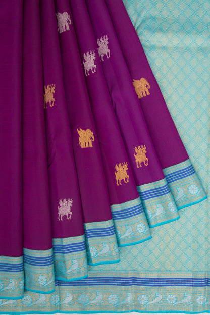 Kanchipuram Silk Butta Purple Saree
