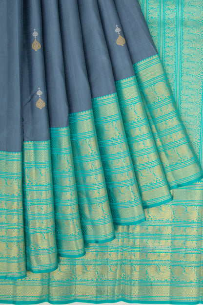 Kanchipuram Silk Butta Elephant Grey Saree