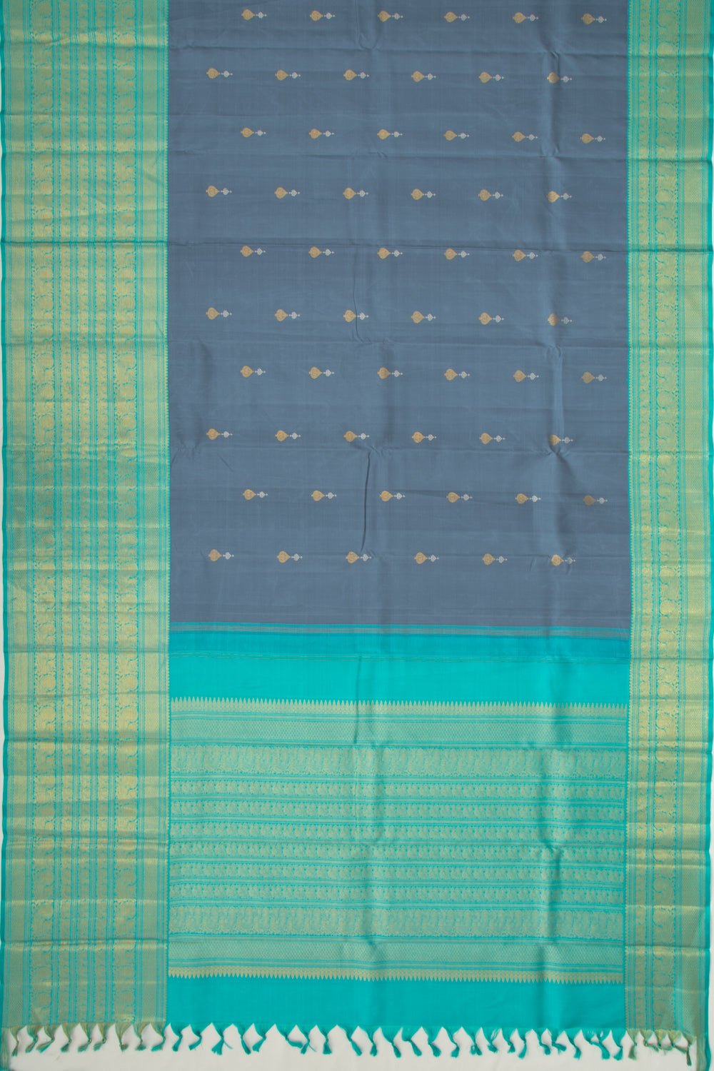 Kanchipuram Silk Butta Elephant Grey Saree