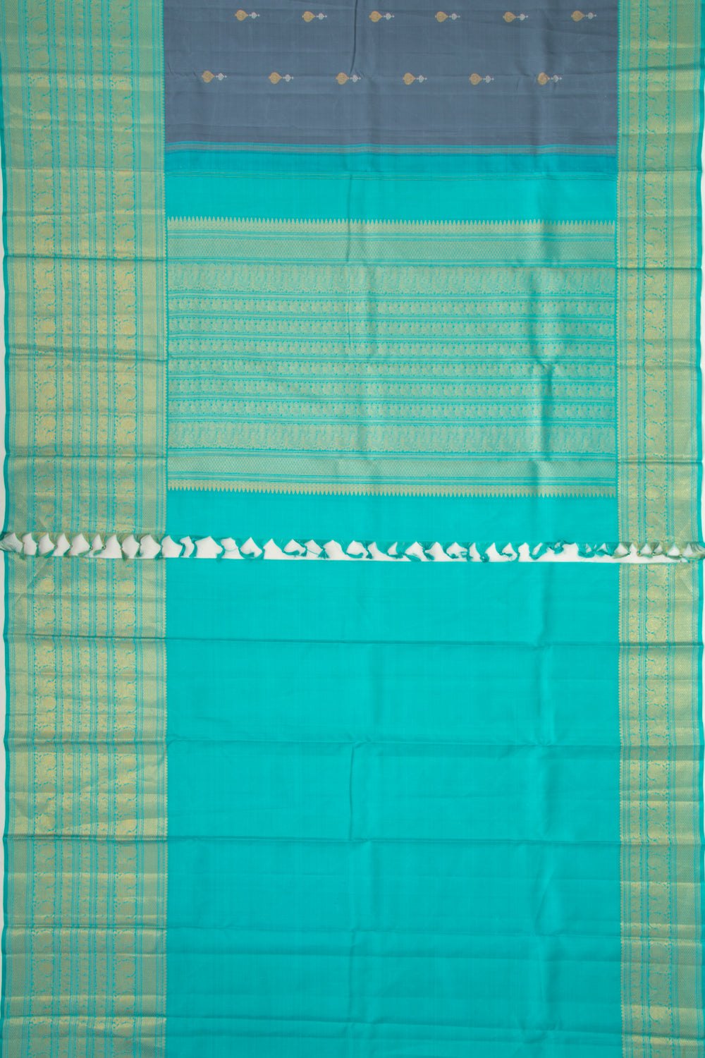 Kanchipuram Silk Butta Elephant Grey Saree
