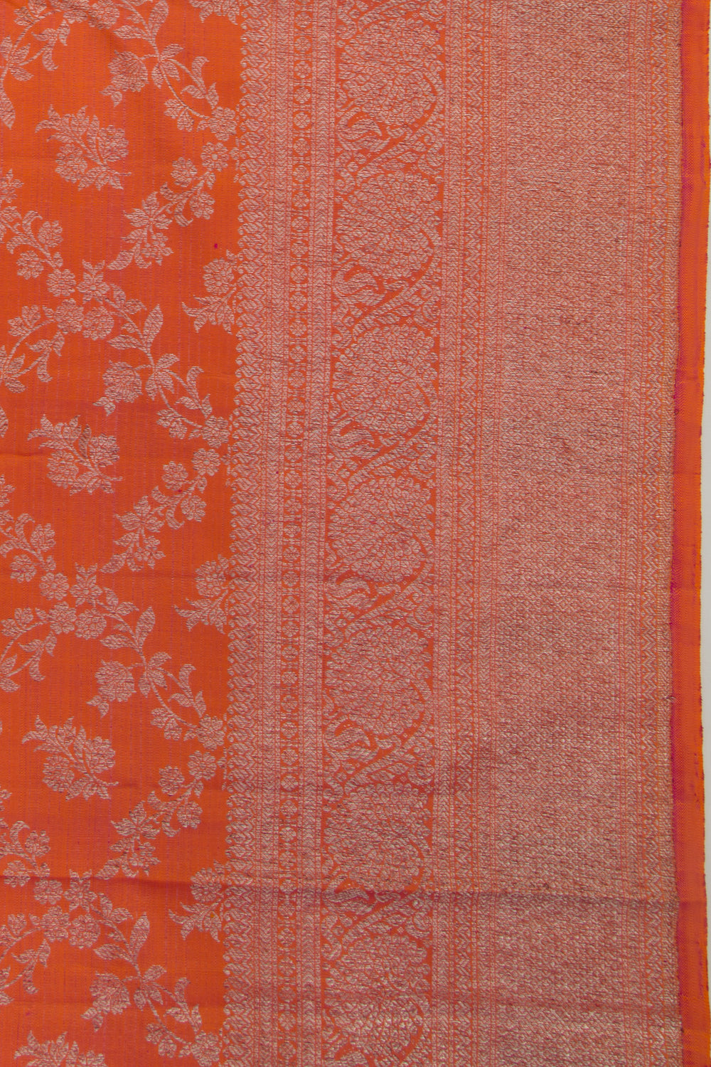 Kanchipuram Silk Jaal Orange Saree