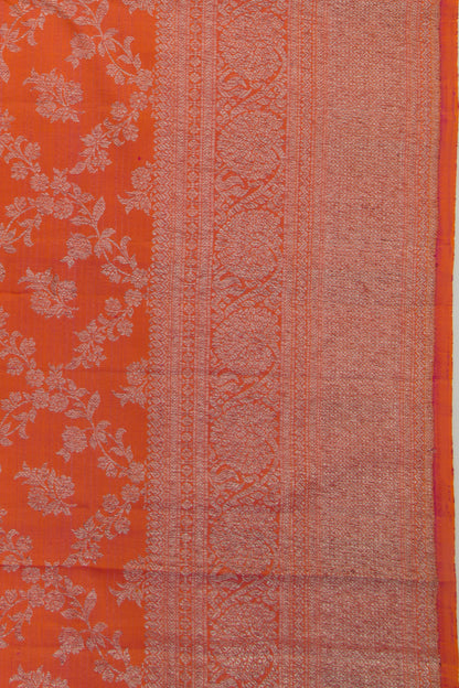 Kanchipuram Silk Jaal Orange Saree