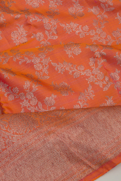 Kanchipuram Silk Jaal Orange Saree