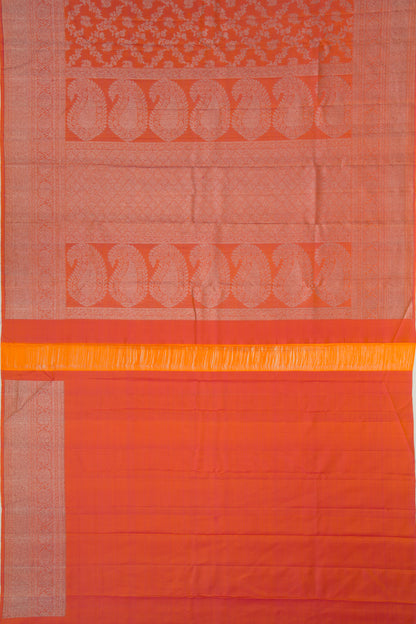 Kanchipuram Silk Jaal Orange Saree