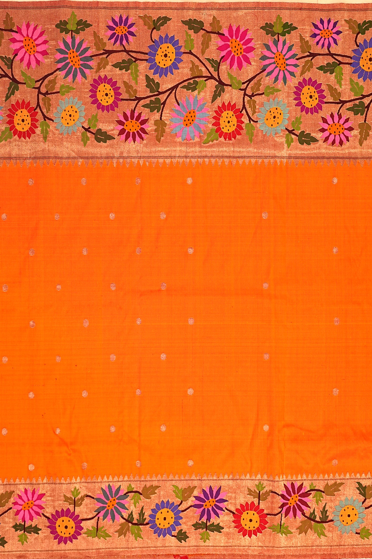 Paithani Silk Butta Orange Saree