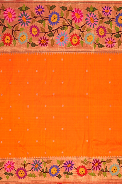Paithani Silk Butta Orange Saree