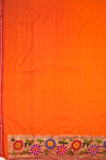Paithani Silk Butta Orange Saree