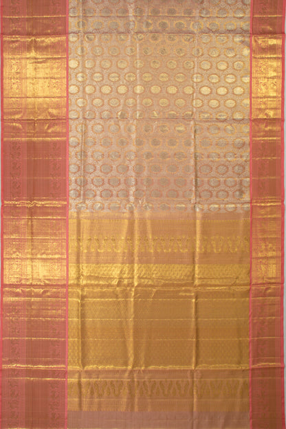 Kanchipuram Silk Tissue Jaal Peach Saree