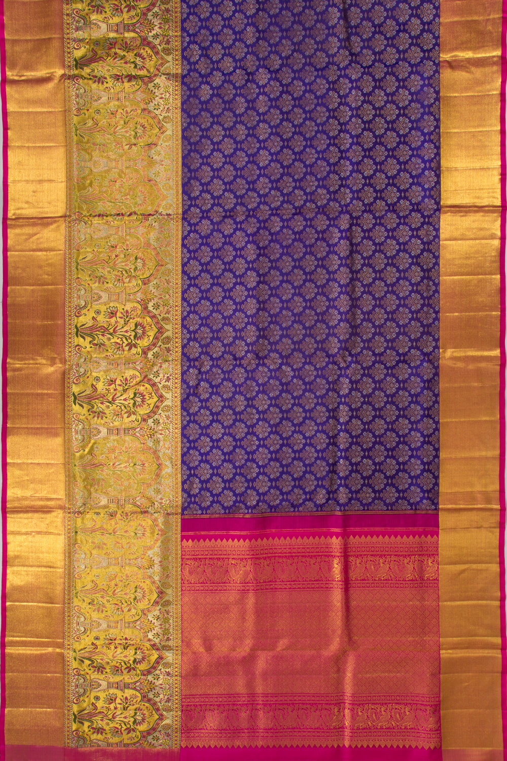 Kanchipuram Silk Brocade Royal Blue Saree