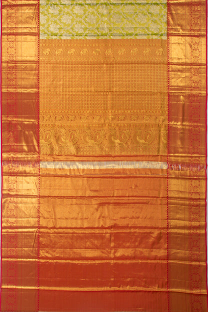 Taranga Kanchi Silk Tissue Brocade Green Saree