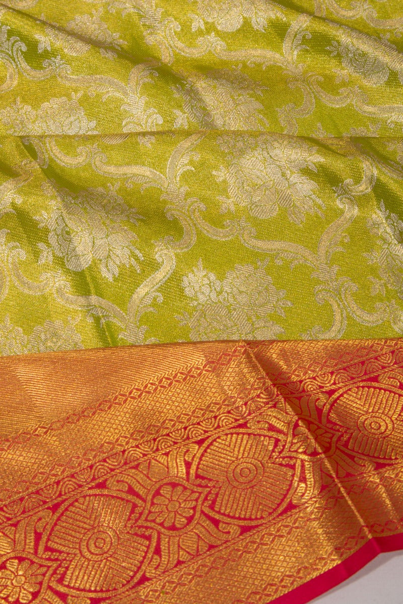 Taranga Kanchi Silk Tissue Brocade Green Saree