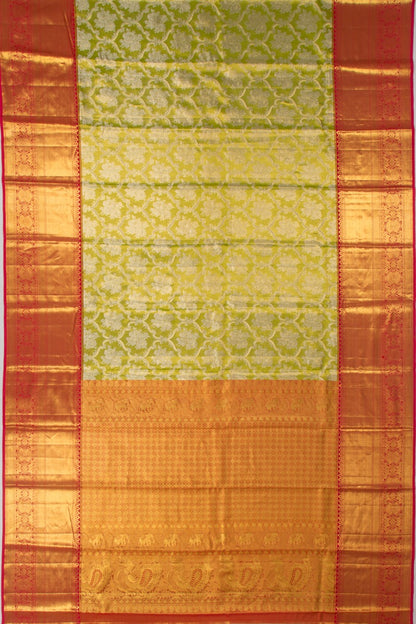 Taranga Kanchi Silk Tissue Brocade Green Saree