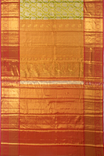 Taranga Kanchi Silk Tissue Brocade Green Saree