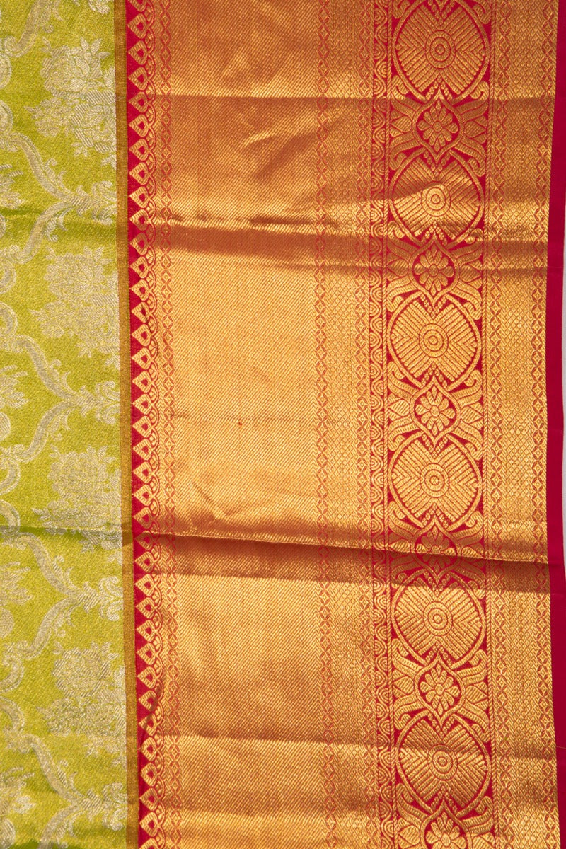 Taranga Kanchi Silk Tissue Brocade Green Saree