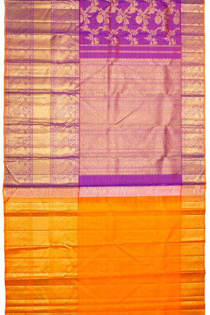 Kanchipuram Silk Oosi Lines And Jaal Purple Saree