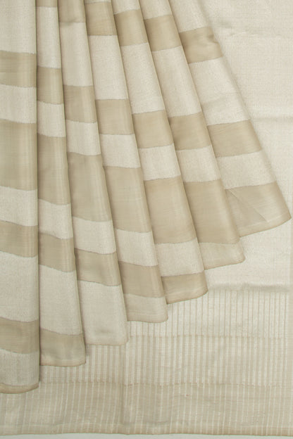 Kanchipuram Silk Tissue Lines Silver Saree