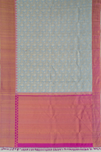 Kanchipuram Silk Jaal Elepant Grey Saree