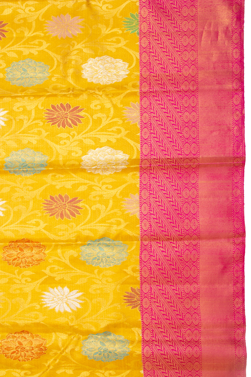 Kanchipuram Silk Jaal Yellow Saree