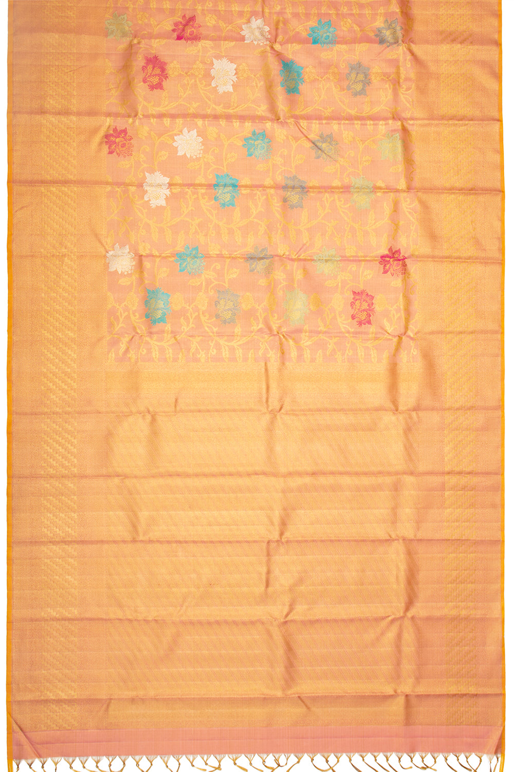 Kanchipuram Silk Jaal baby Pink Saree
