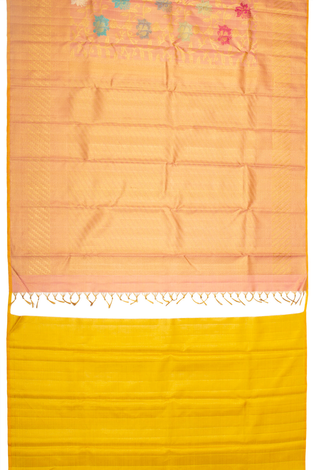 Kanchipuram Silk Jaal baby Pink Saree