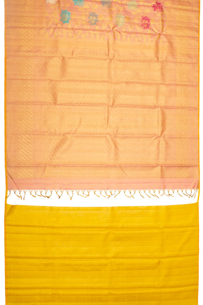 Kanchipuram Silk Jaal baby Pink Saree