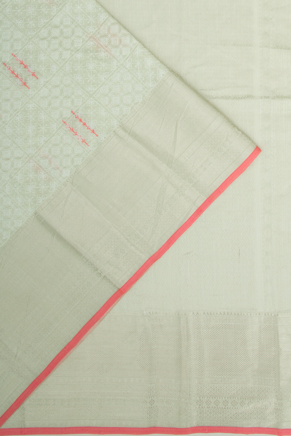 Linen Floral Embroidery Pastel Green Saree