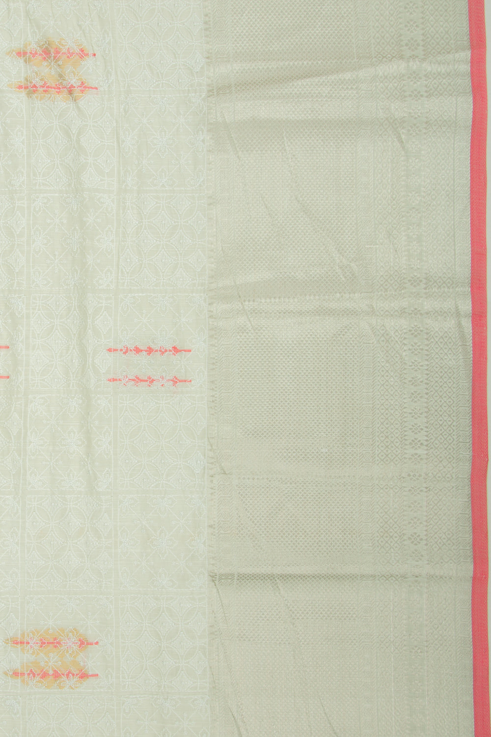 Linen Floral Embroidery Pastel Green Saree
