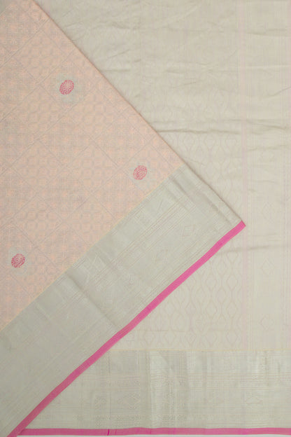 Linen Floral Embroidery Pastel Orange Saree