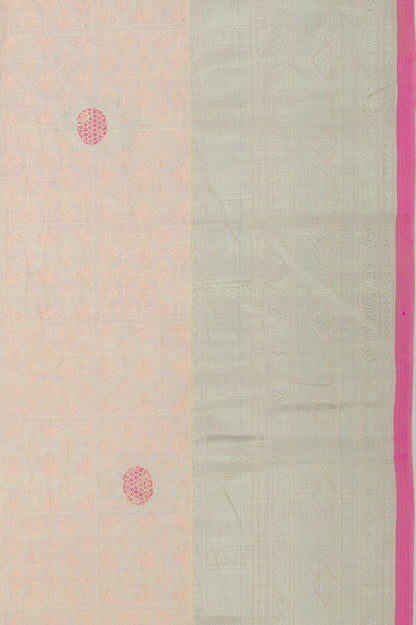 Linen Floral Embroidery Pastel Orange Saree