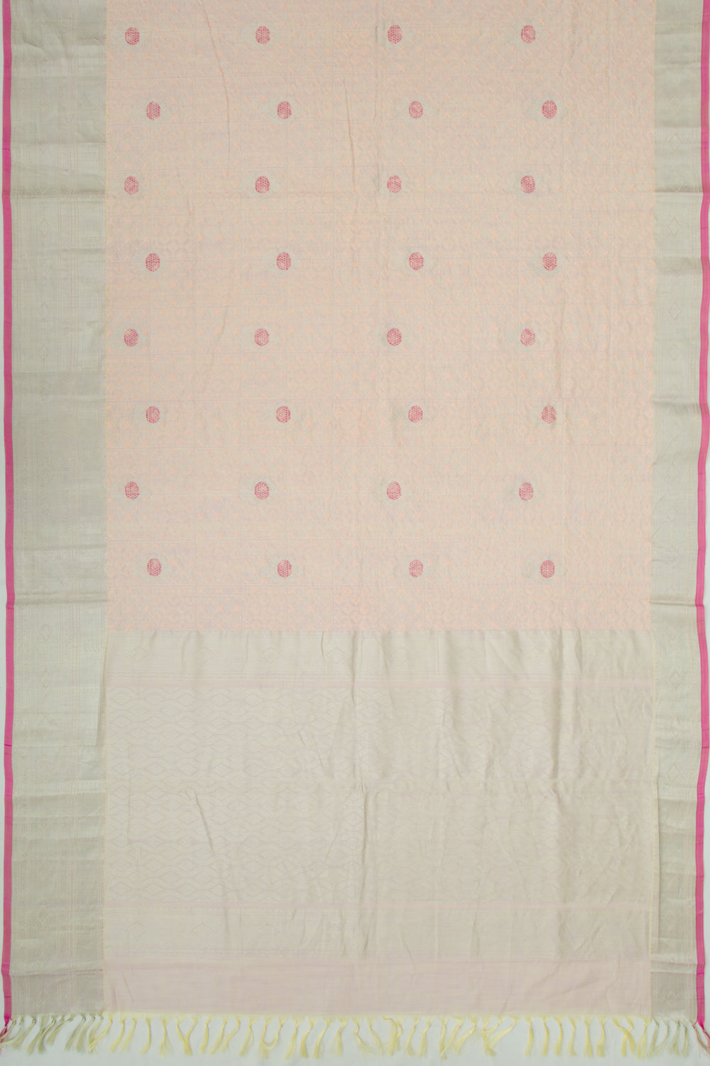 Linen Floral Embroidery Pastel Orange Saree